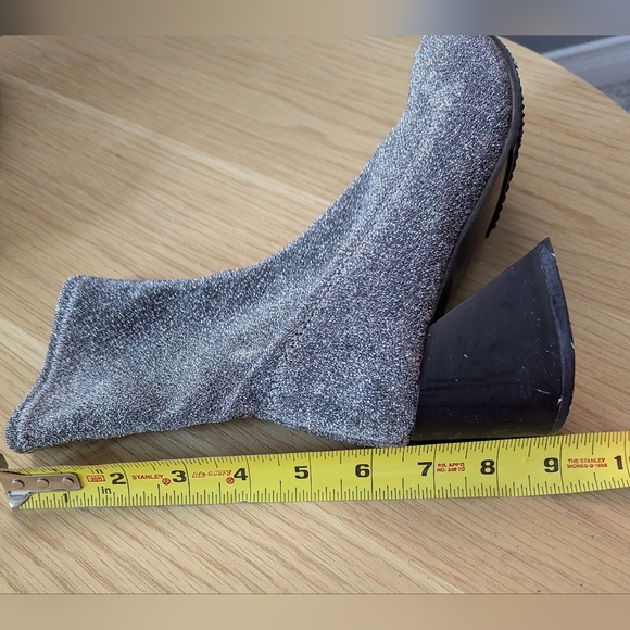 Women's (Size 37) Shimmering Silver No-Slip Ankle Booties With Angled Block Heel - Picture 14 of 16